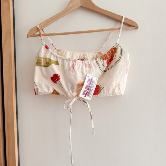 NWT Drawstring Crop Top (S) Al Fresco Printed Top by Bailey Ros - Picture 2 of 5